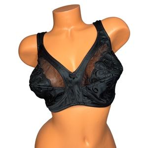 Diana Secret Womens Black Lace Polyester Blend 44DD Bra